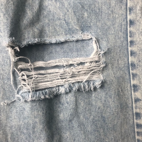 WeWoreWhat Icon Jean Sz 31 Light Wash Distressed Raw Hem Wide Leg Mid Waist - Picture 7 of 7
